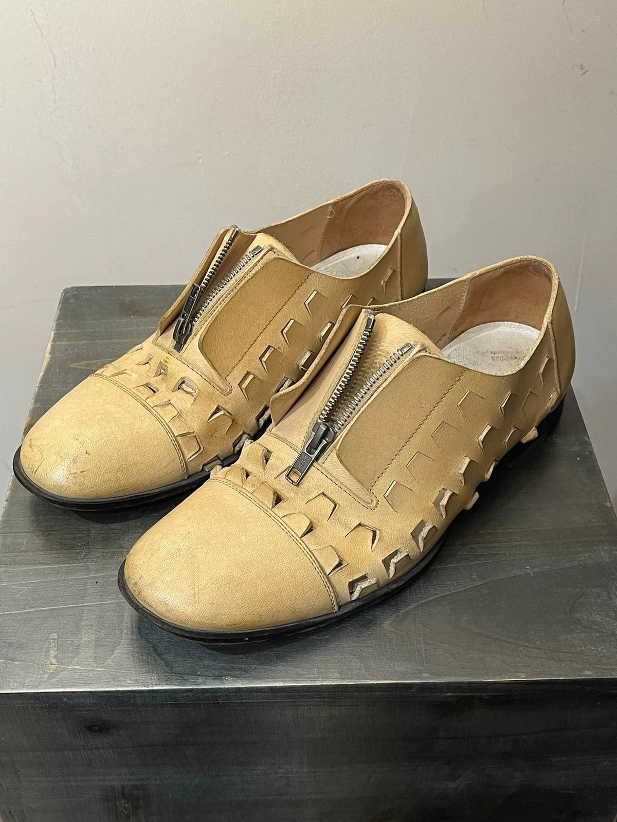 Maison Martin Margiela Cut‑out Hollow‑out Zipper Leather Shoes
