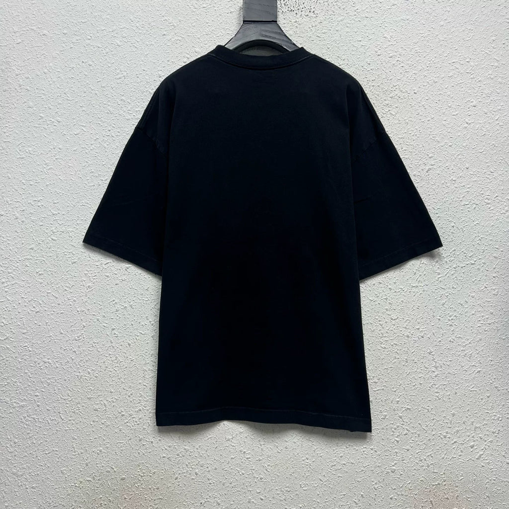 Balenciaga Black Inverted Letter Logo Short Sleeve T-Shirt