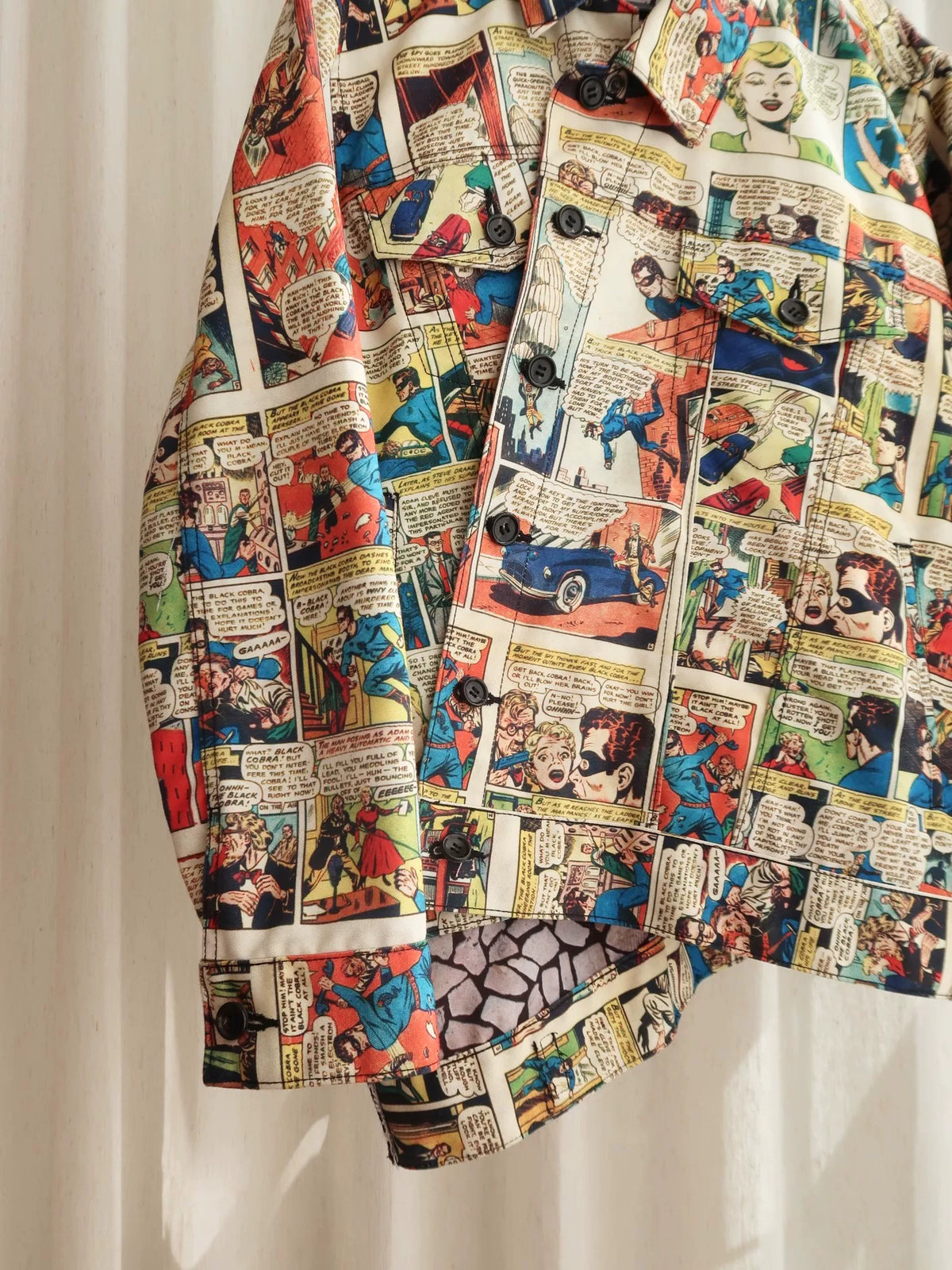 Comme des Garcons Homme Plus AW18 Diagonal Cut Comic Polyester Jacket