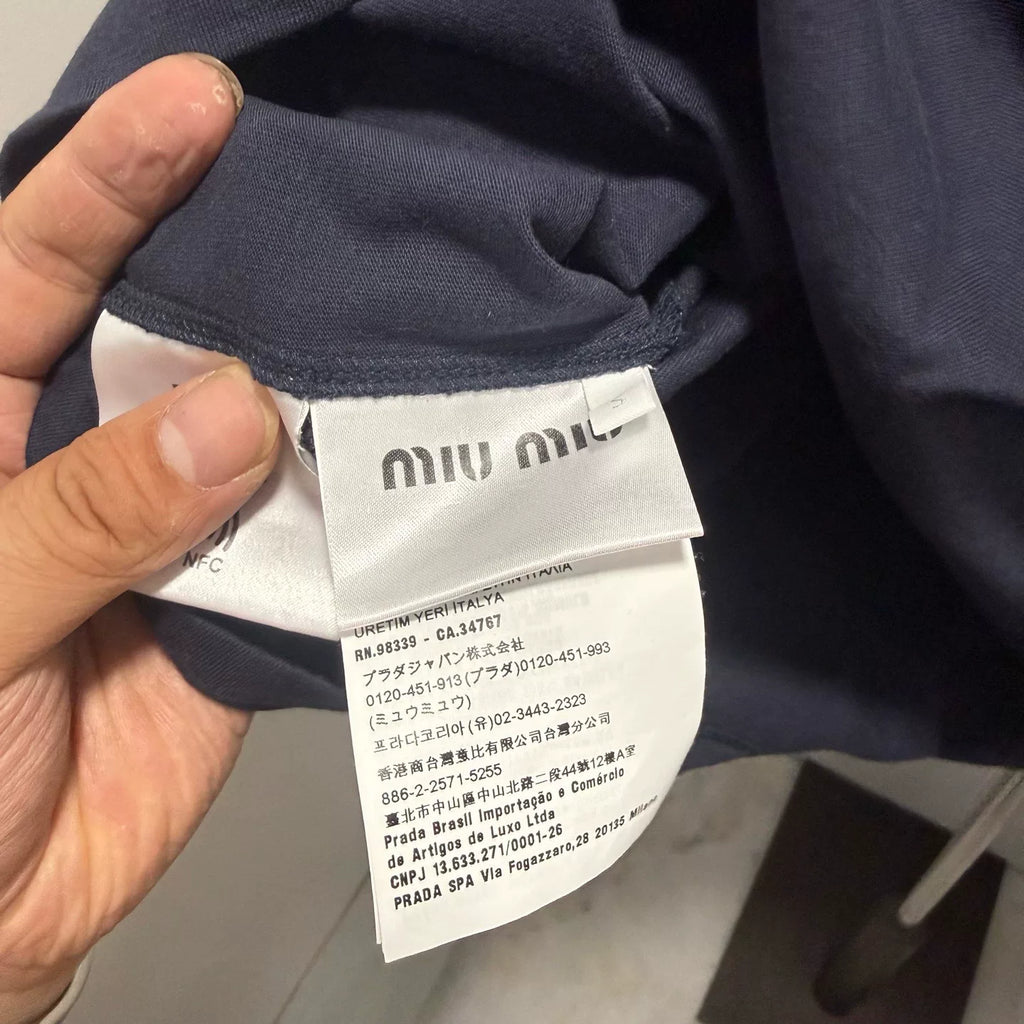 Miu Miu Embroidered Logo Short Sleeve Shirt