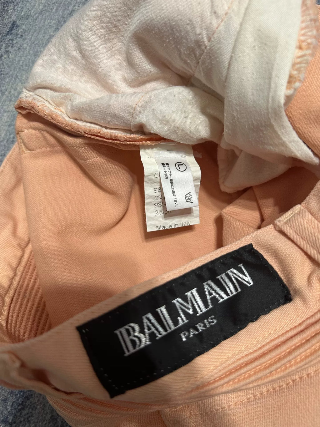 Balmain Homme AW12 Peach Biker White Jeans by Olivier Routeing