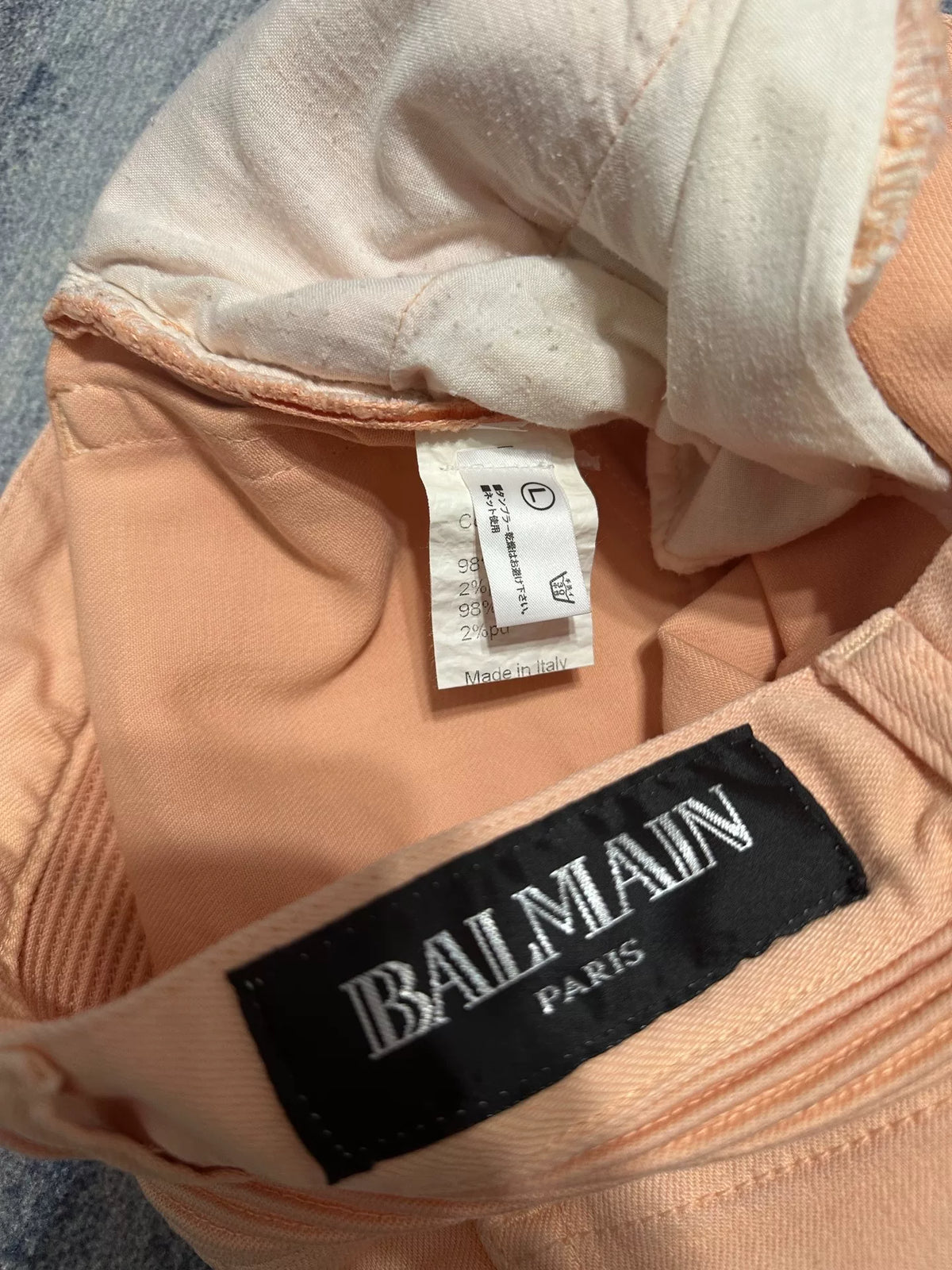 Balmain Homme AW12 Peach Biker White Jeans by Olivier Routeing