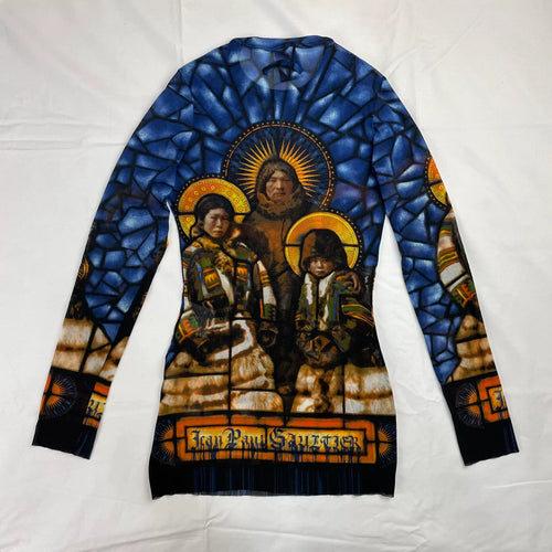 1998 Fall/Winter Jean Paul Gaultier Inuit Saint Stained Glass Mesh Tattoo Top