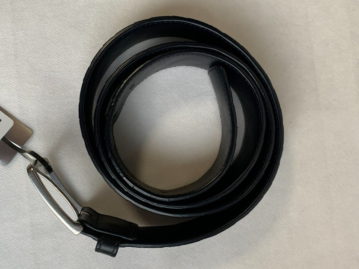 Bottega Veneta Black Intrecciato Silver Buckle Belt