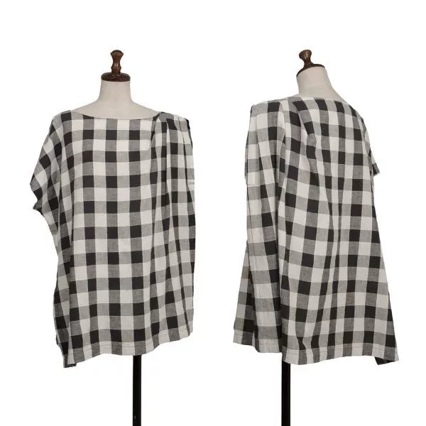 Issey Miyake Vintage Black & White Plaid Top