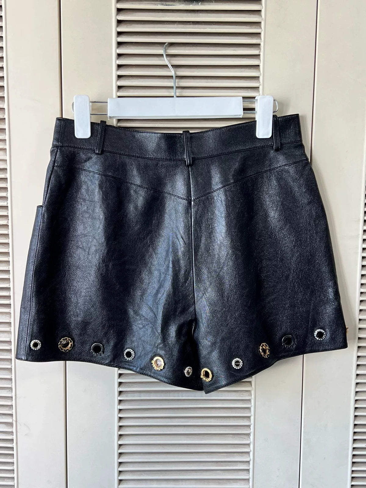 Chanel Black Metallic Leather Shorts