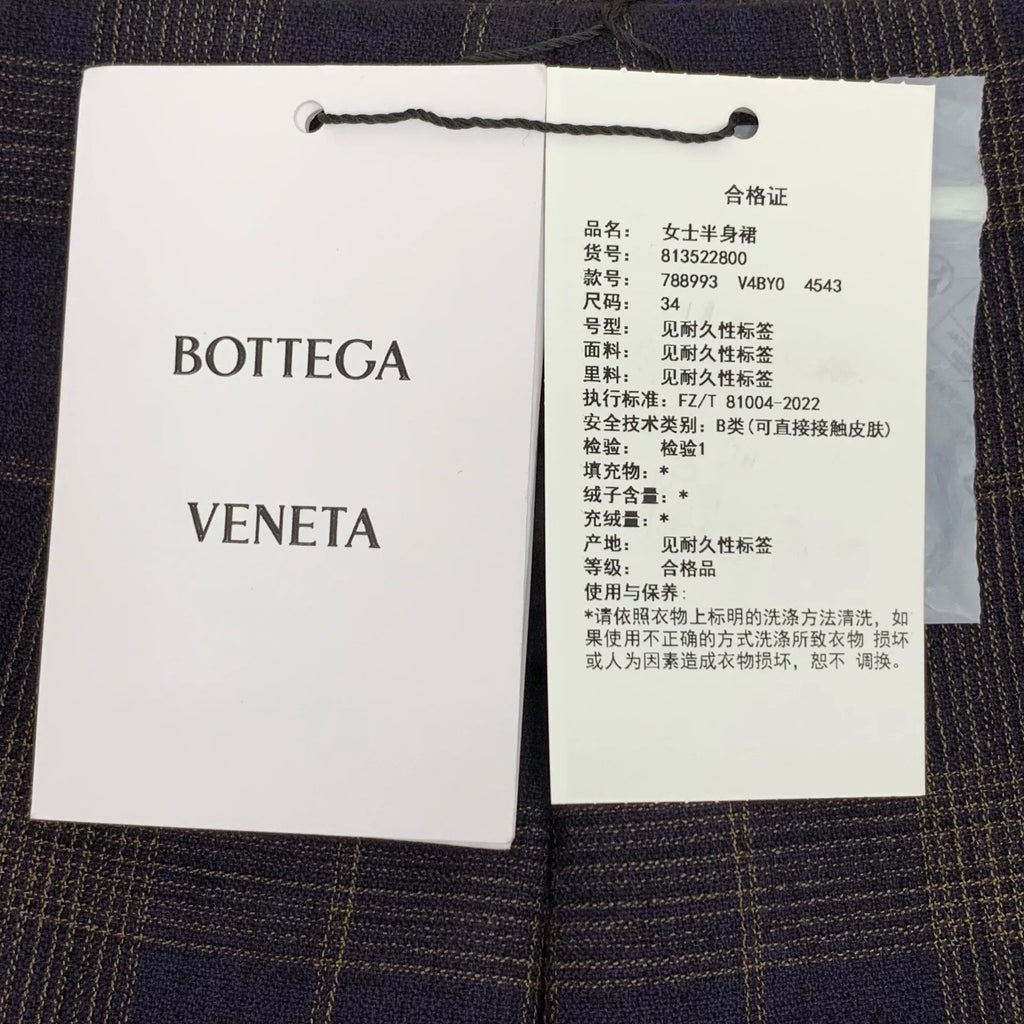 Bottega Veneta Color-Block Plaid Cotton Single-Breasted High-Waist A-Line Mini Skirt