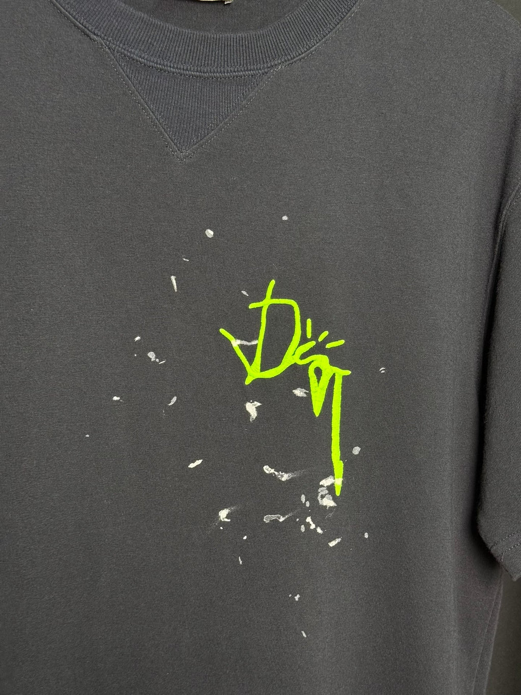 Dior X Travis Scott Paint-Splatter Short Sleeve Black T-Shirt