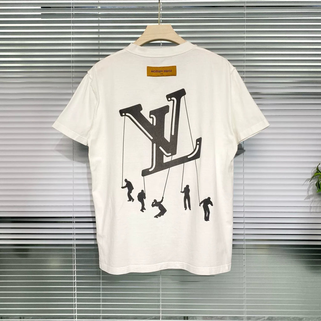 Louis Vuitton Print Logo Cotton White Short Sleeve T-Shirt