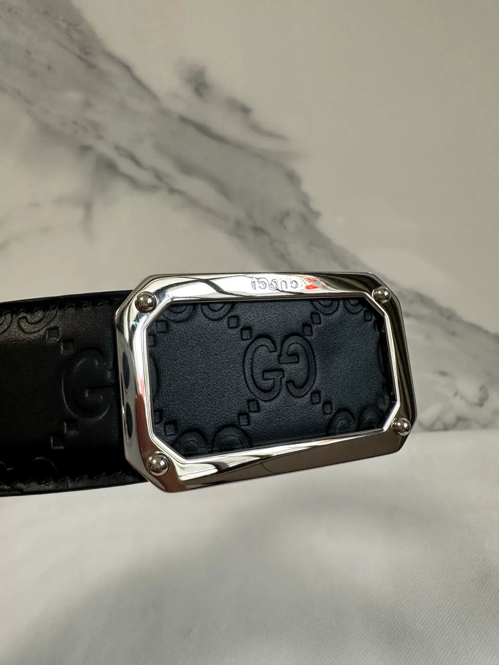 Gucci Black GG Embossed Belt