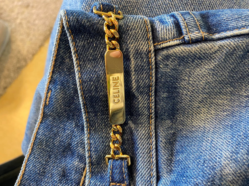 Celine Chain Logo Denim Jeans