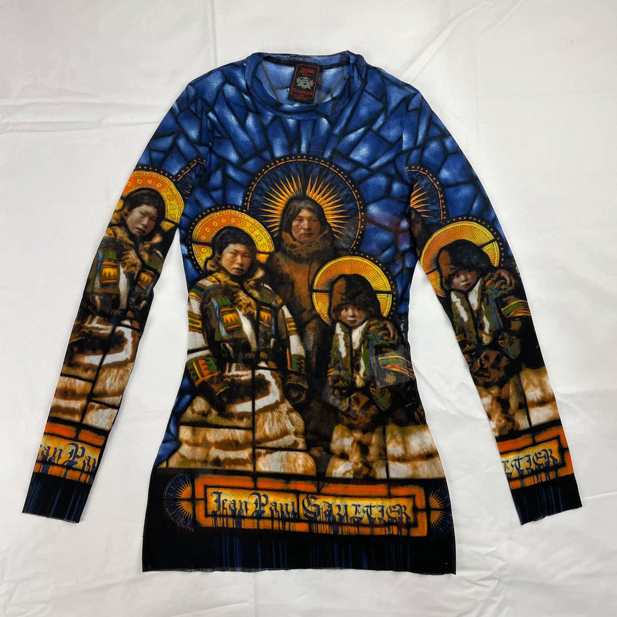 1998 Fall/Winter Jean Paul Gaultier Inuit Saint Stained Glass Mesh Tattoo Top