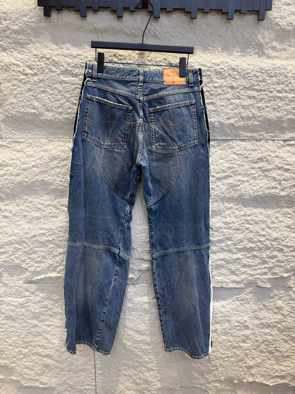 Balenciaga CUT-UP Side Stripe Denim Jeans
