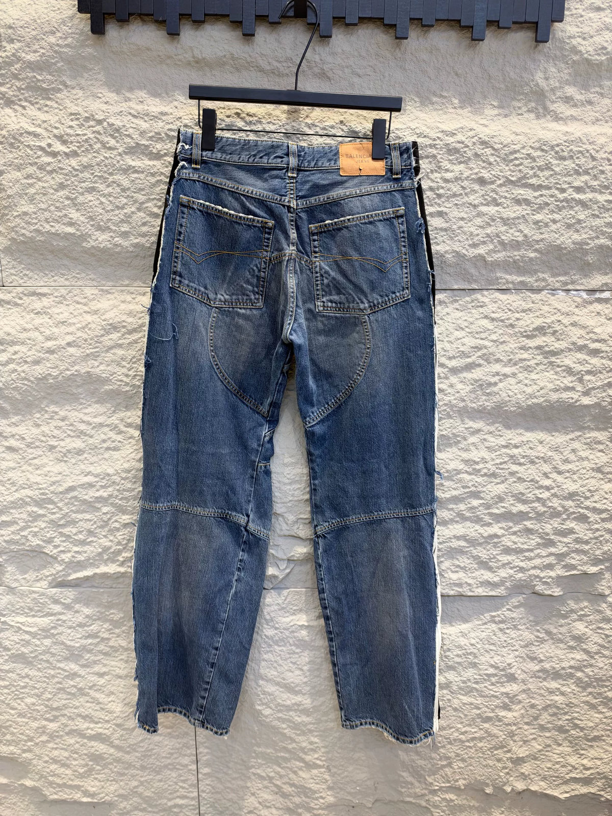 Balenciaga CUT-UP Side Stripe Denim Jeans