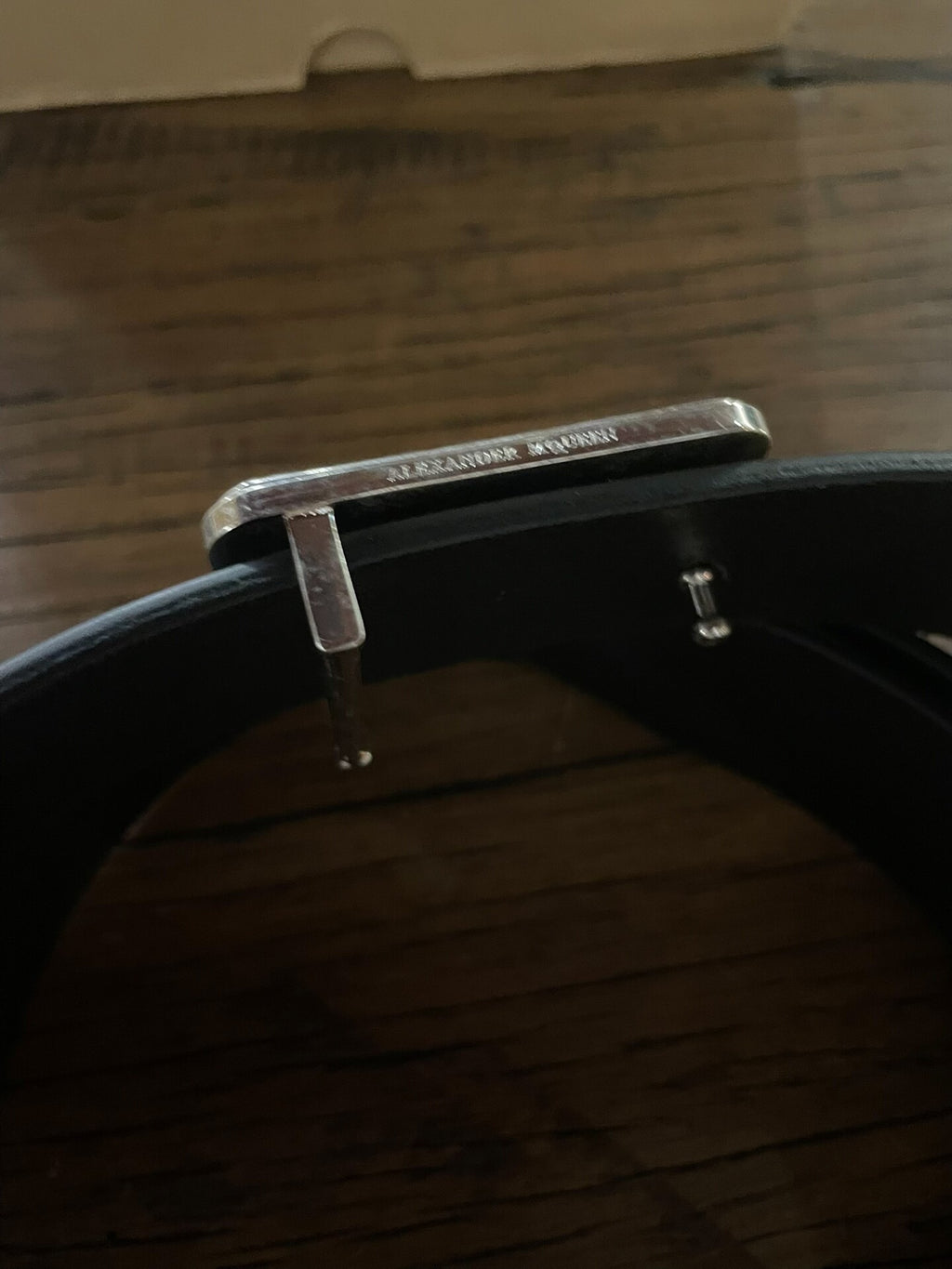 Alexander McQueen Black Embossed Silver Skull Leather Belt