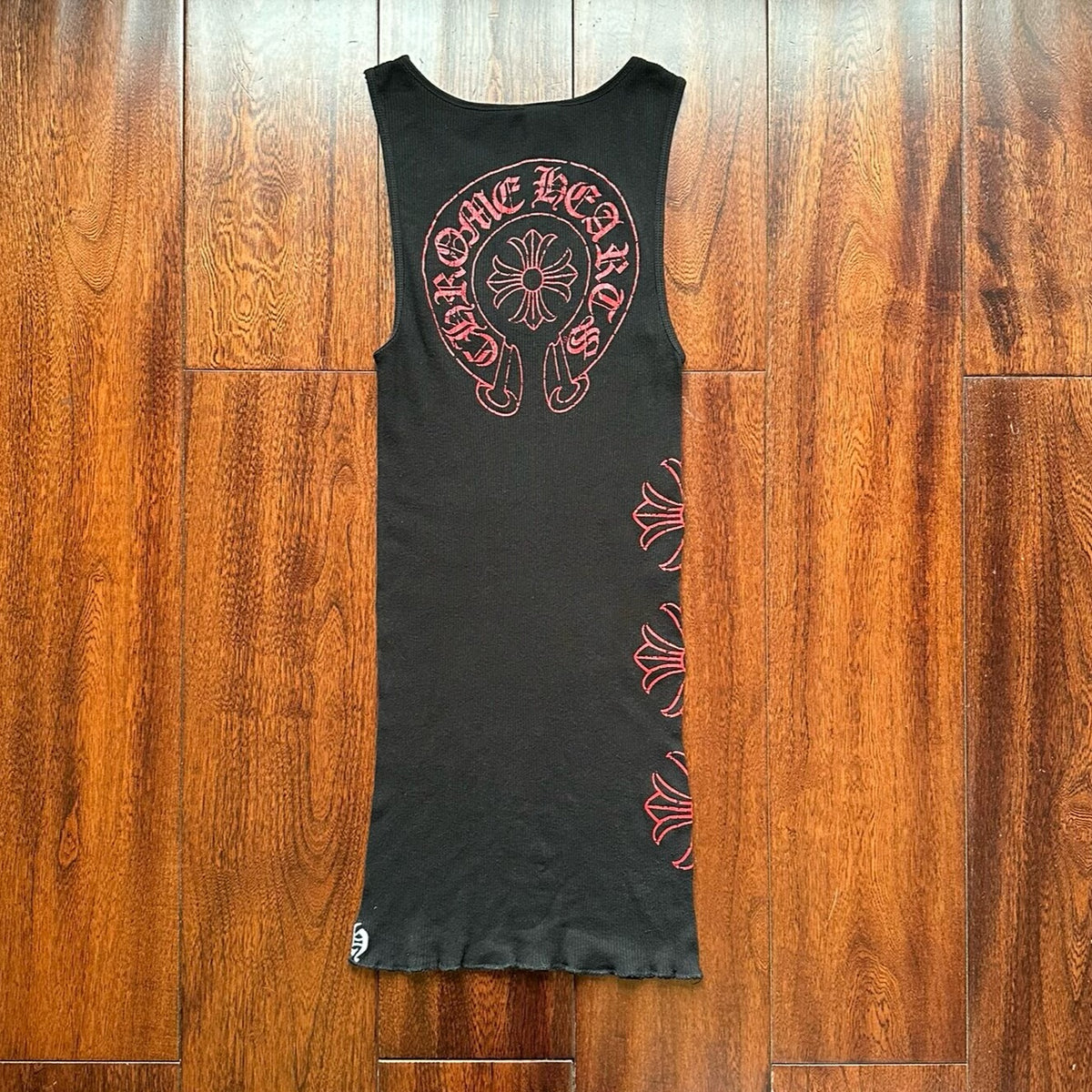 Chrome Hearts Black and Red Scroll Large Cross Flower Horseshoe Vest 90s