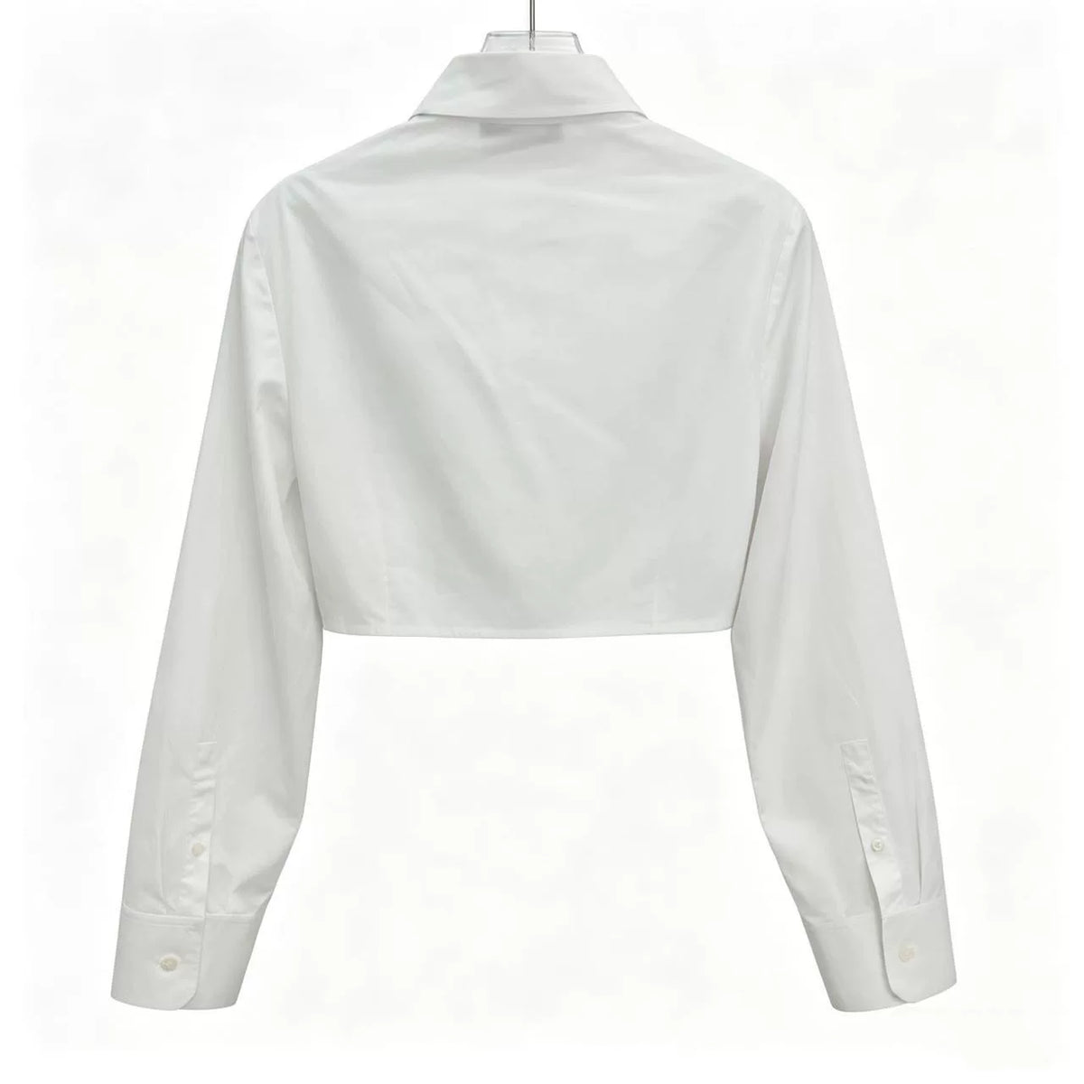 Prada White Logo Letter Cotton Collared Single-Breast Long-Sleeve Shirt