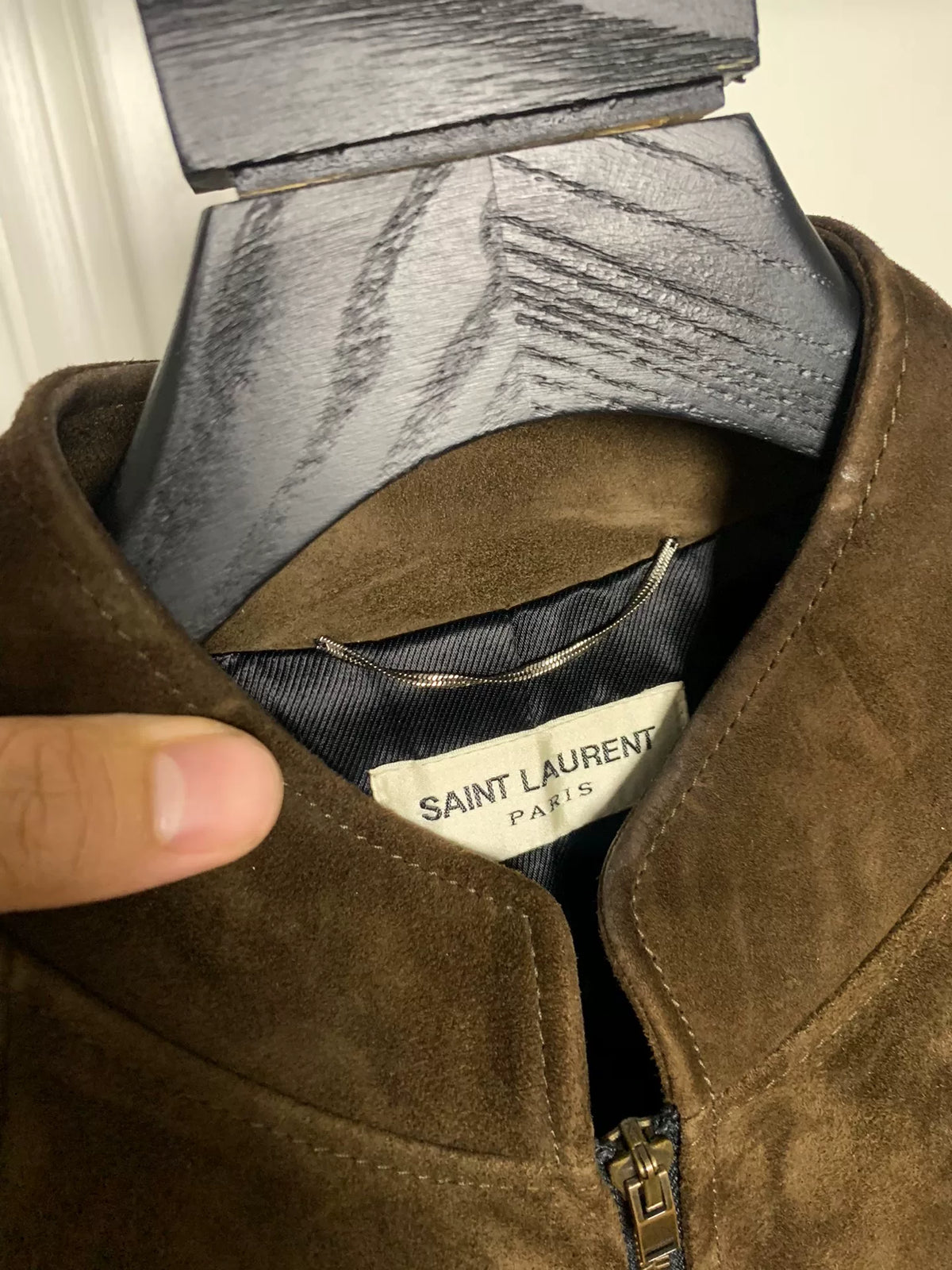 Saint Laurent 15FW Brown Suede Racer Jacket