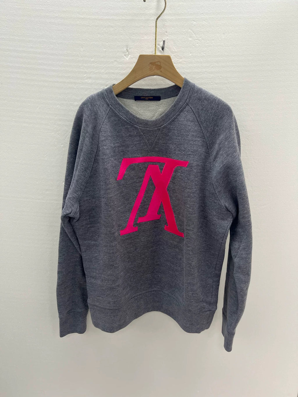 Louis Vuitton Grey Reversed Logo Raglan Fleece-Lined Sweater