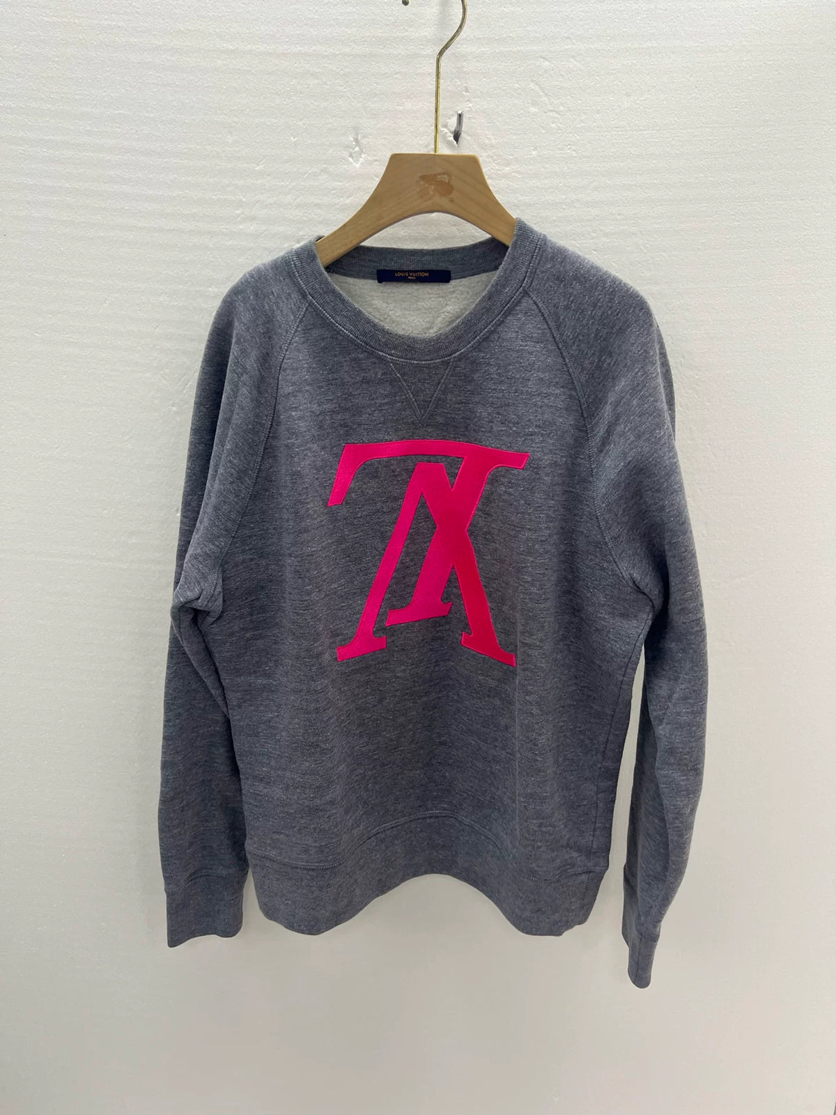 Louis Vuitton Grey Reversed Logo Raglan Fleece-Lined Sweater
