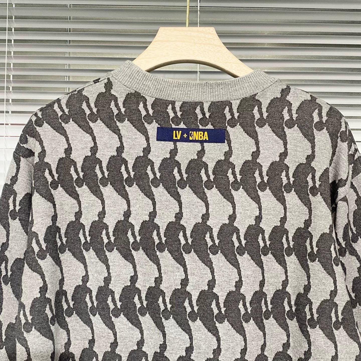 Louis Vuitton Knit Nba Portrait All-Over Print Gray Hoodie