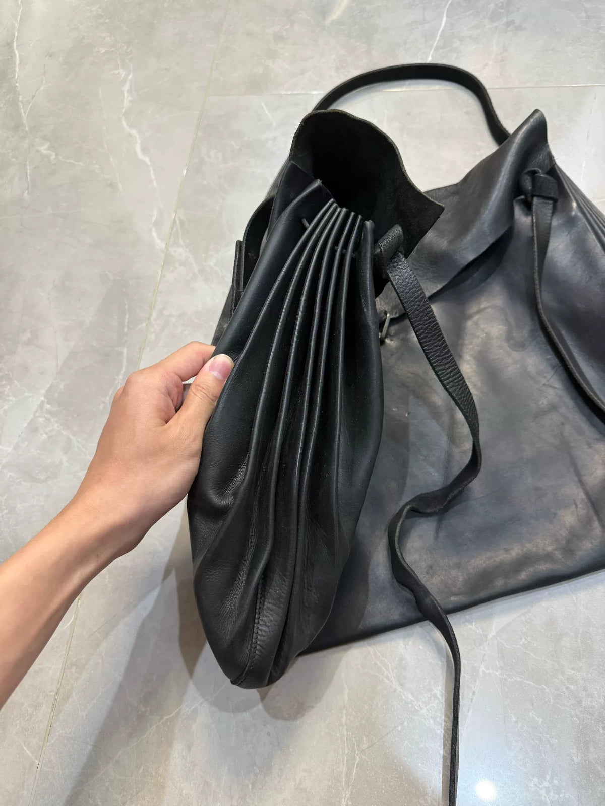 M.A+ SS06 Black Accordion Crossbody Bag