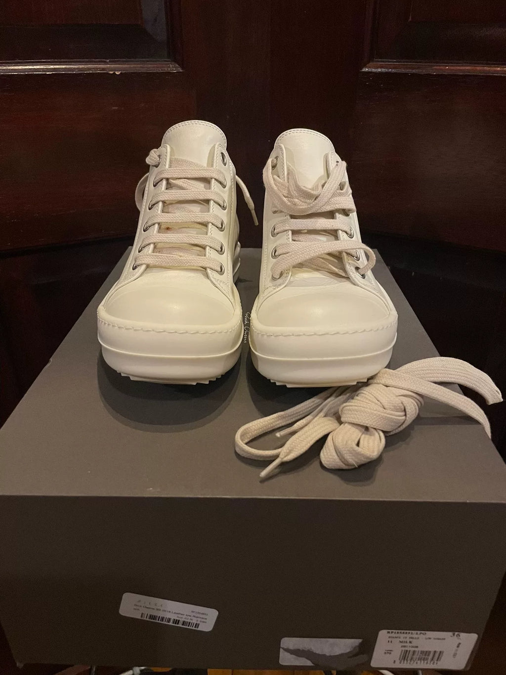 Rick Owens SS18 White Lambskin Sneakers