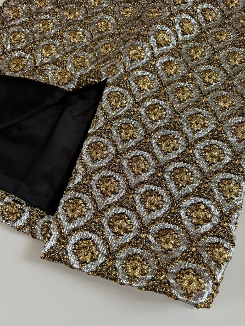 Dries van Noten Midi Gold Plaid Silk Skirt