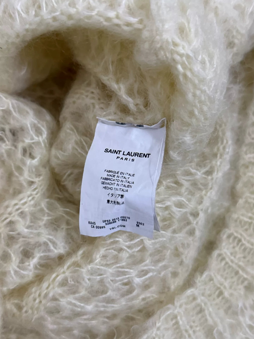 Saint Laurent 13AW Off-White Knit Sweater by Hedi Slimane