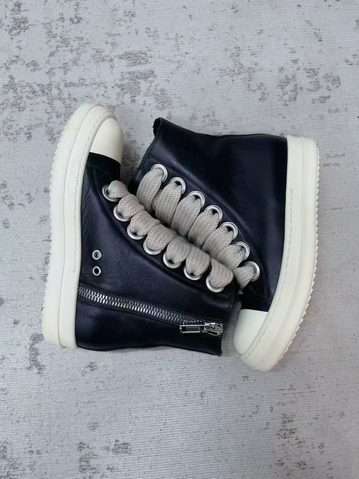Rick Owens Black and White Tank Sole Large Converse Sneakers