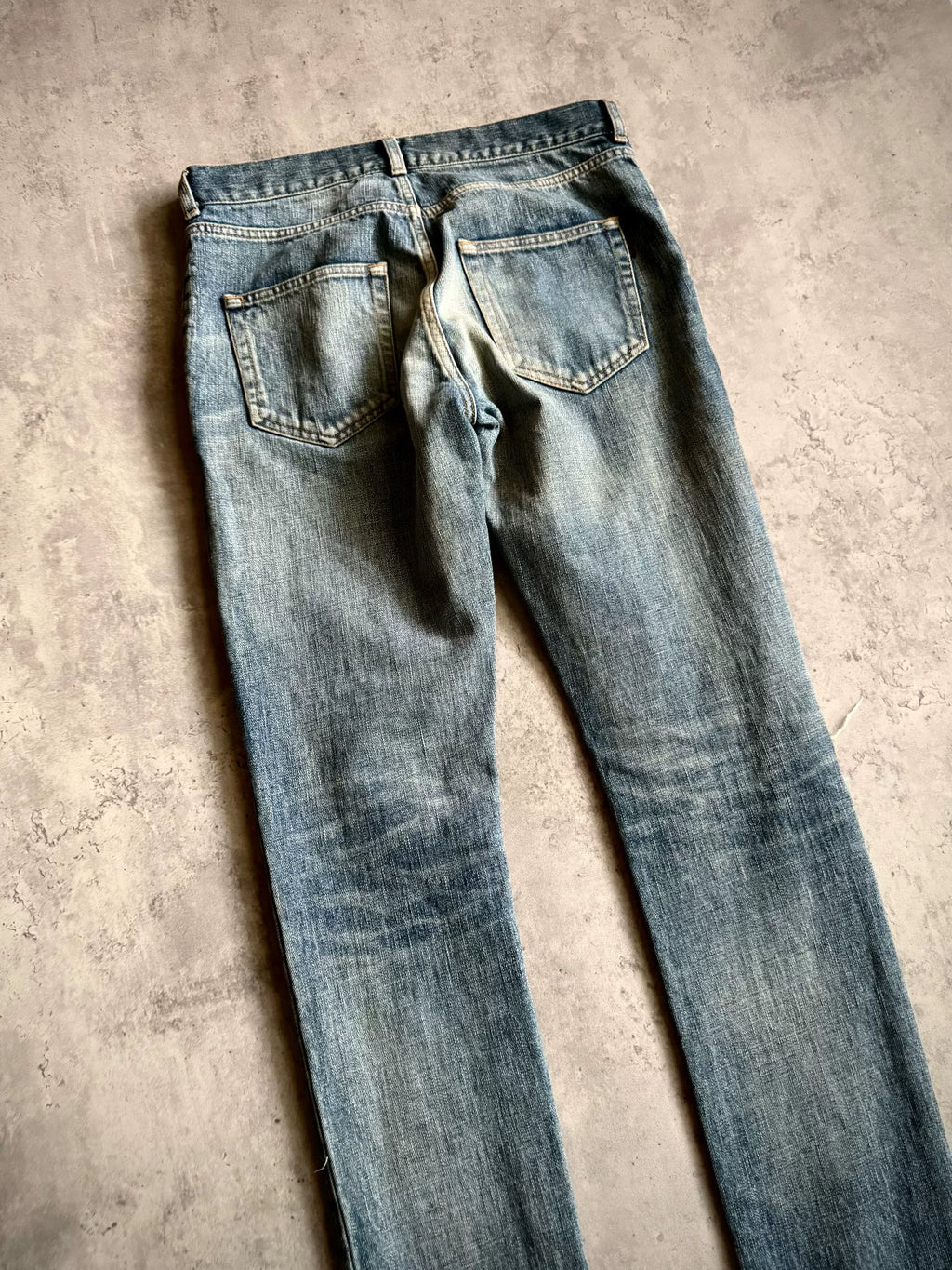 Saint Laurent 19SS D02 Blue Washed Distressed Denim Jeans