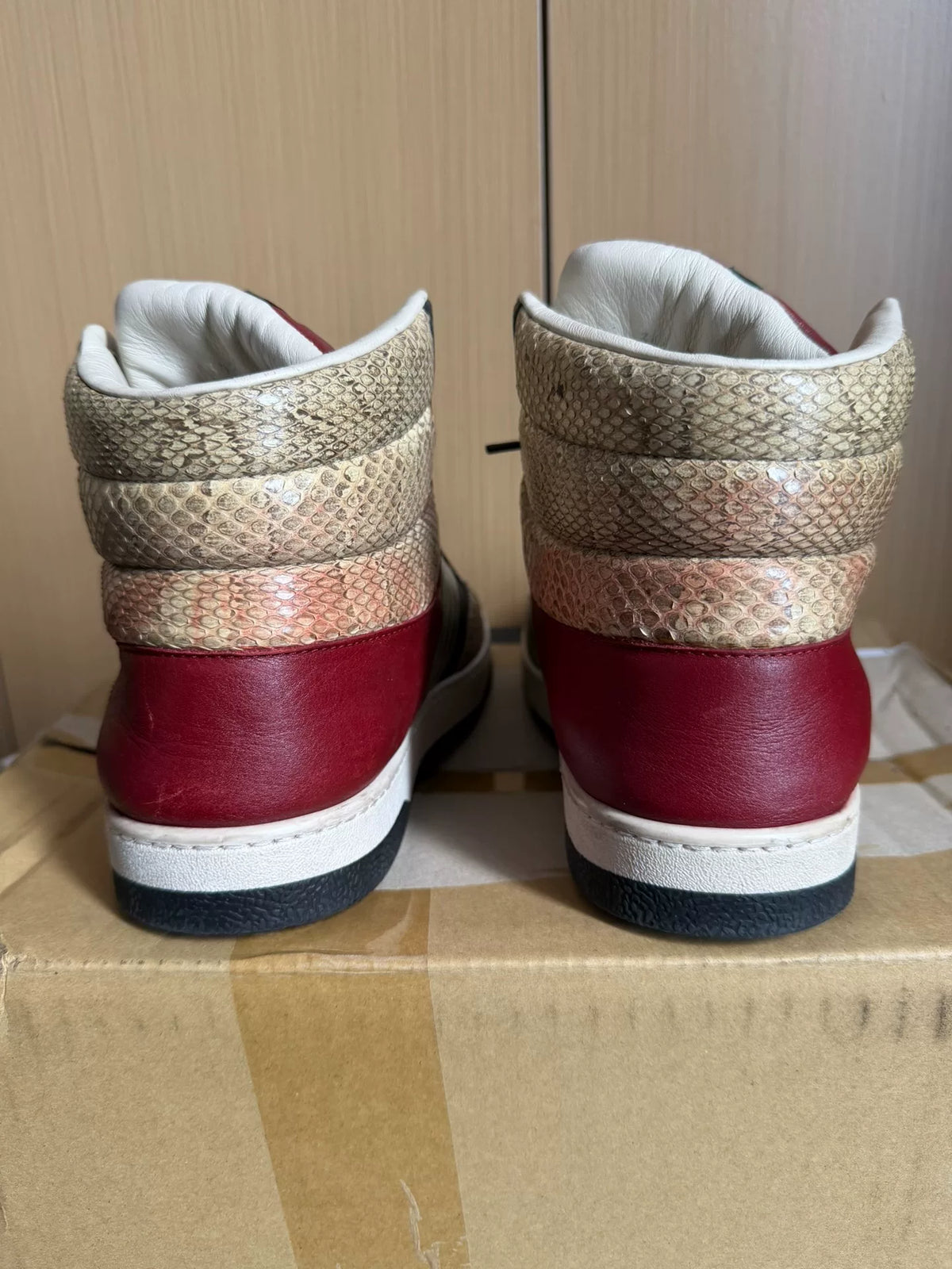 gucci snake print Panel Silver boots