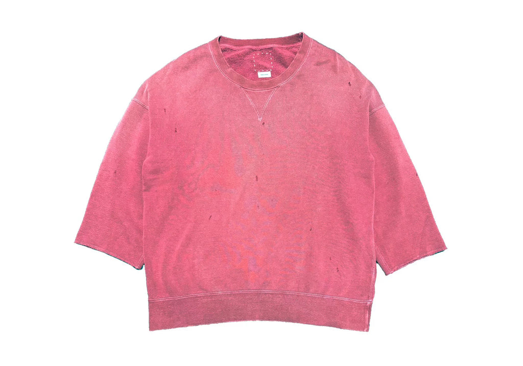Visvim 21AW Jumbo Sweat 3/4 Sleeve Crash Red Cotton Sweatshirt