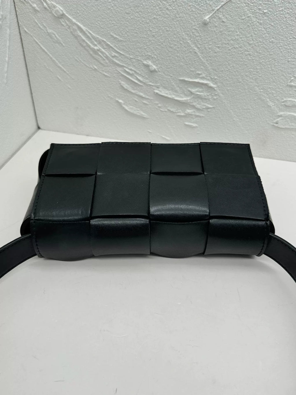 Bottega Veneta Black Lambskin Woven Belt Bag