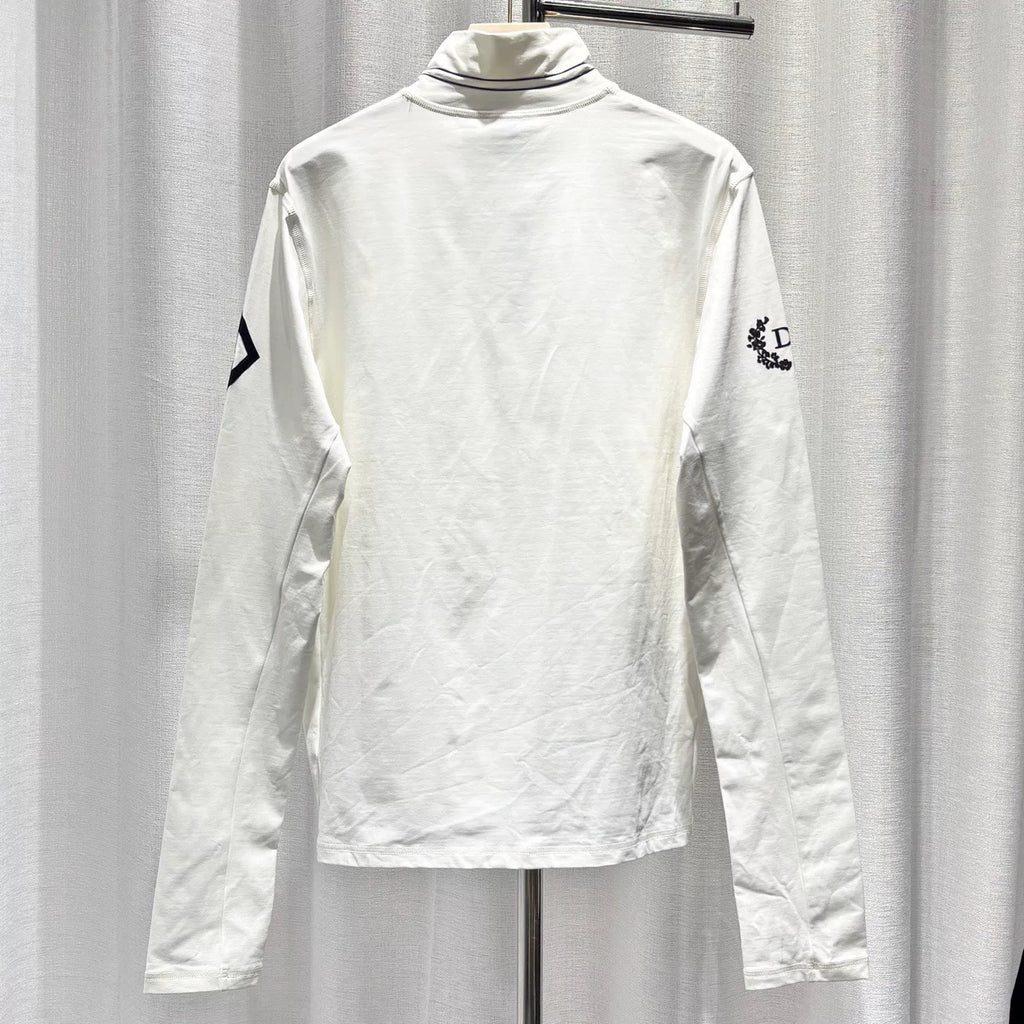 Dior Long Sleeve Print Logo Turtleneck White Sweater