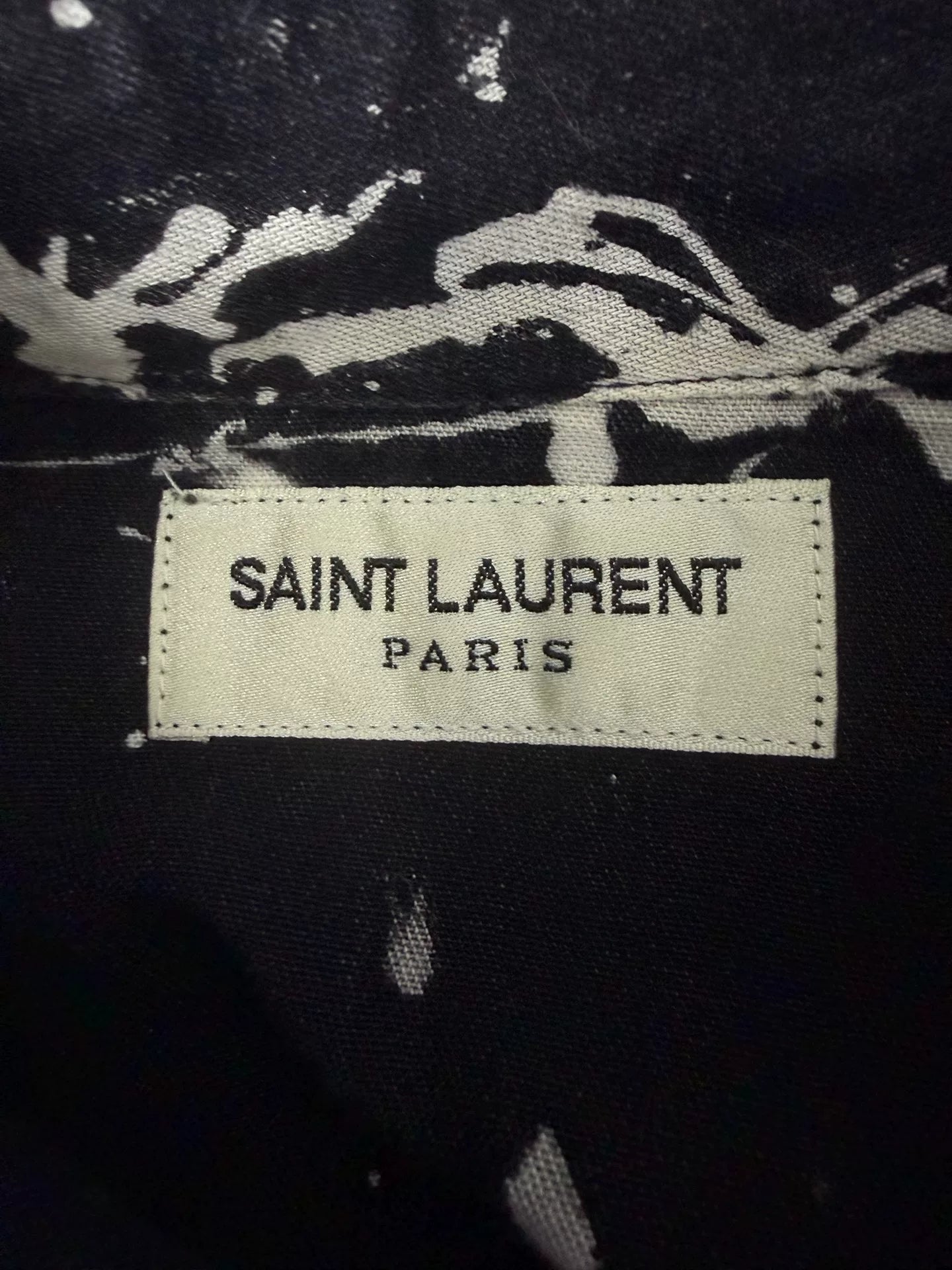 Saint Laurent Slp16ss Black White Paint-Splatter Shirt