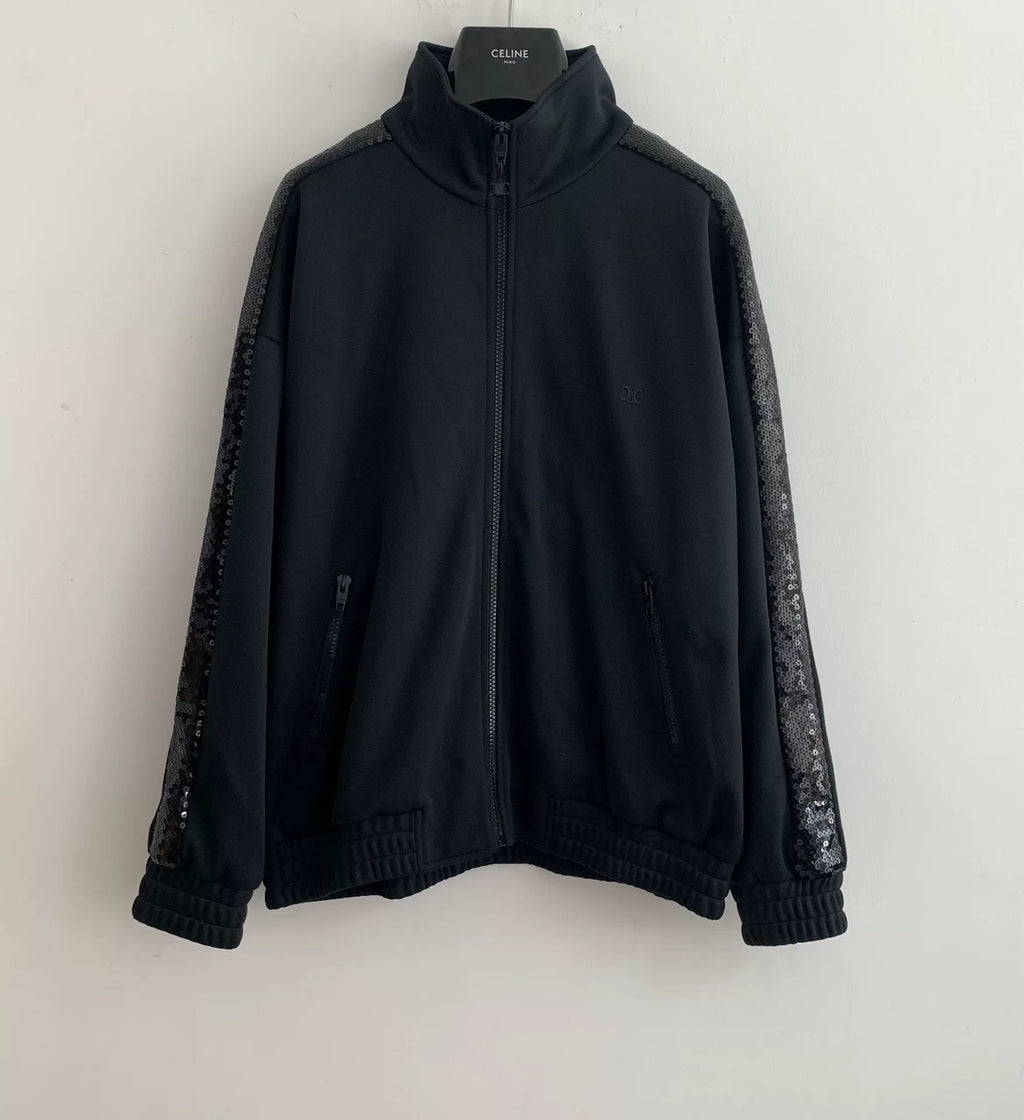 Celine SS23 Black Scale Arc de Triomphe Stand-Collar Jacket