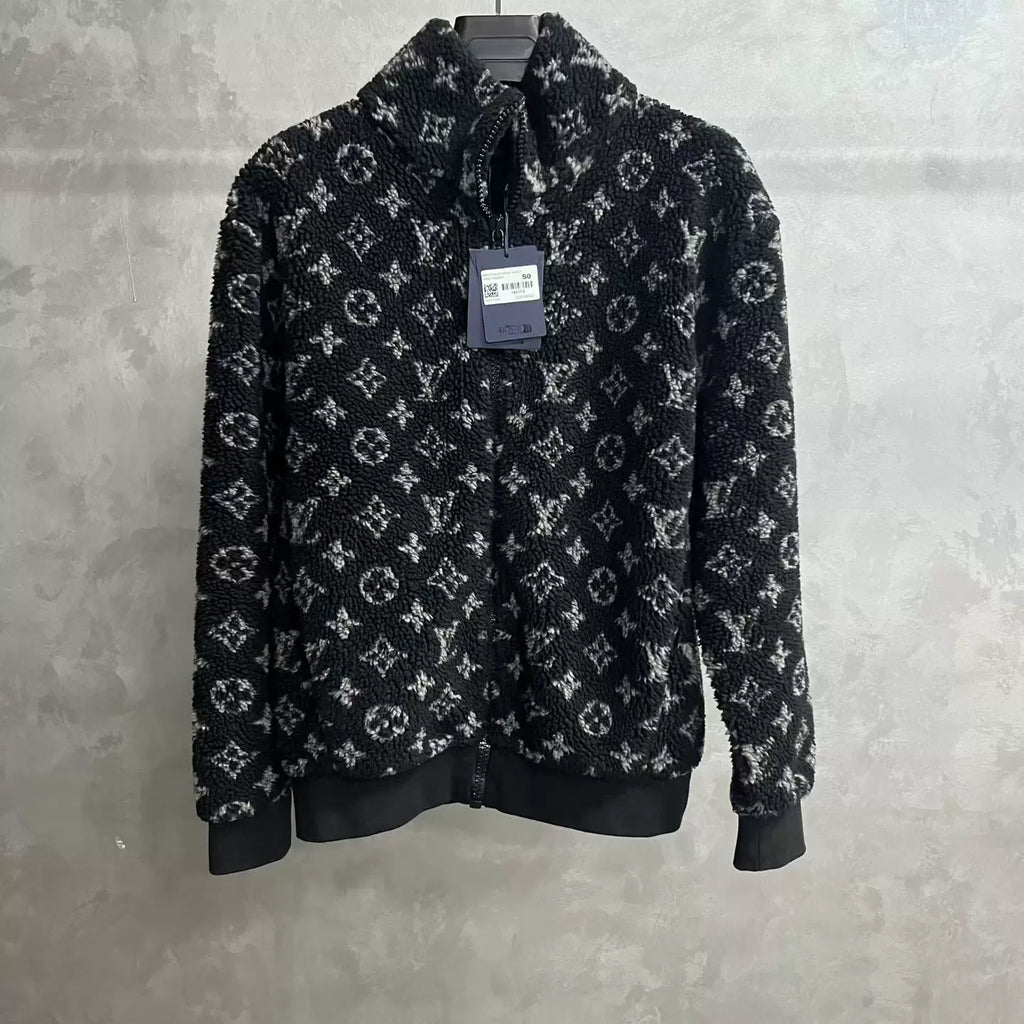 Louis Vuitton Black All-Over Jacquard Fleece Jacket