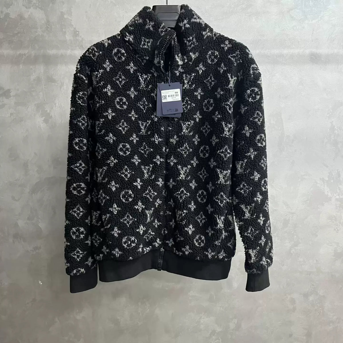 Louis Vuitton Black All-Over Jacquard Fleece Jacket