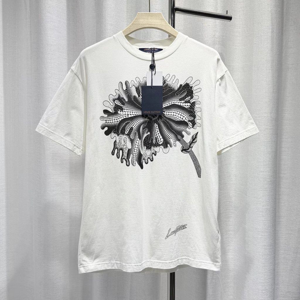 Louis Vuitton Yayoi Kusama Polka Dot Psychedelic Print Cotton White Short Sleeve T-Shirt