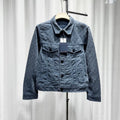 Louis Vuitton Denim Monogram All-Over Print Button-Front Washed Distressed Blue Jacket