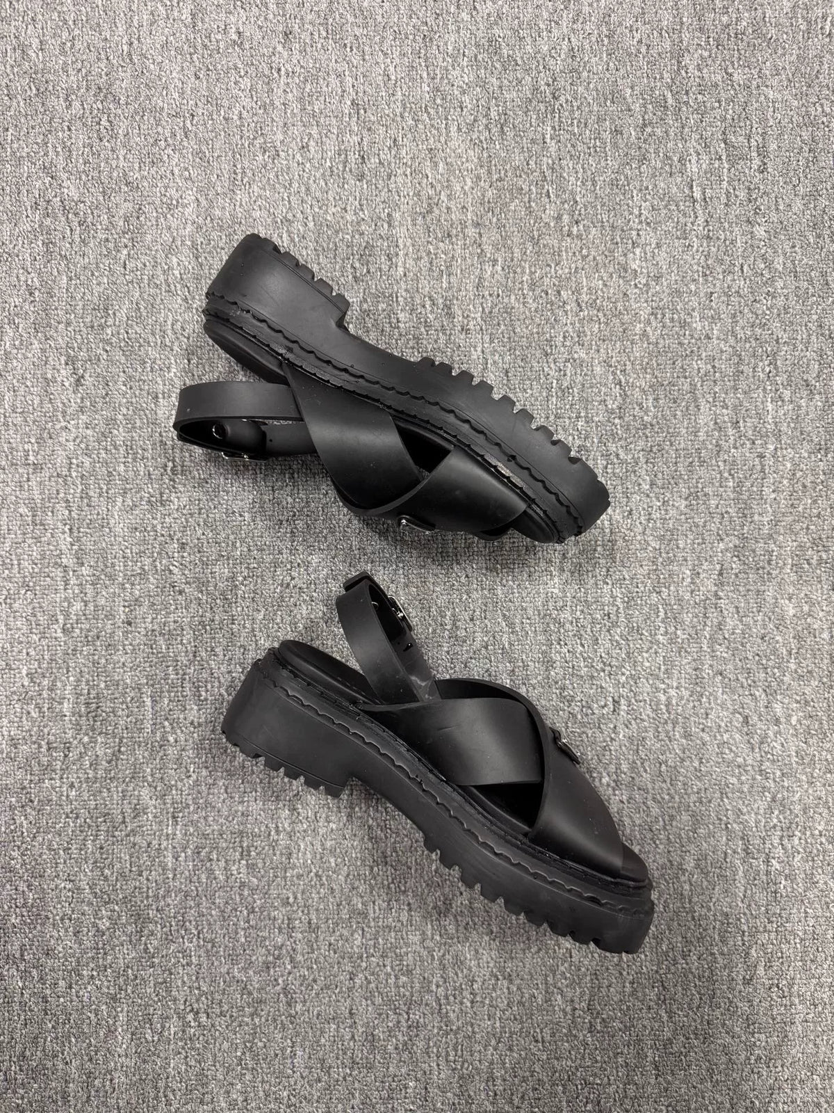 Prada Triangle Logo Cross-Strap Sandals