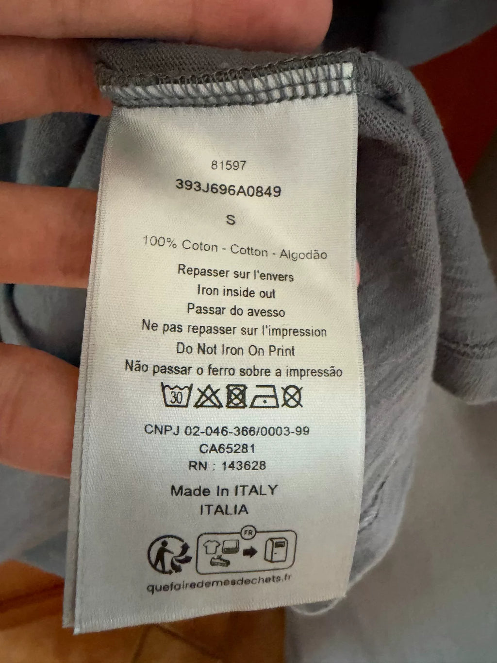 Dior Grey Flocked Logo Short Sleeve Top