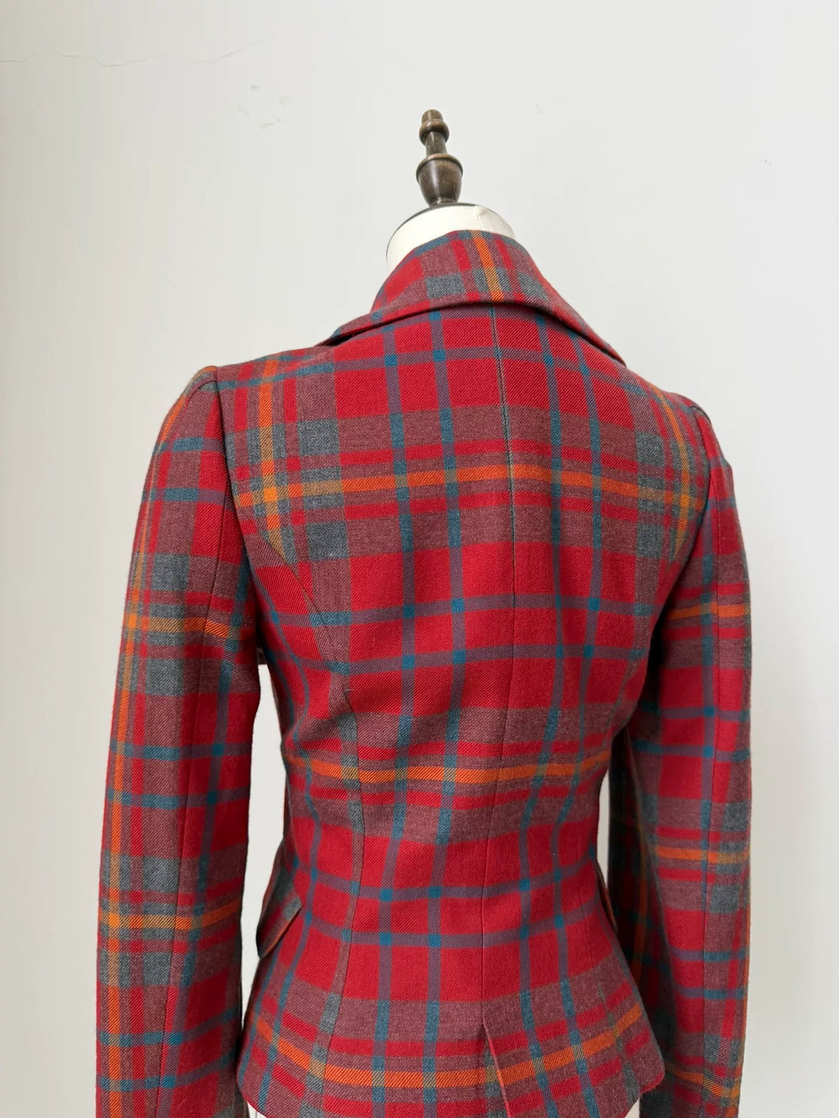 Vivienne Westwood vintage red plaid asymmetric lapel jacket