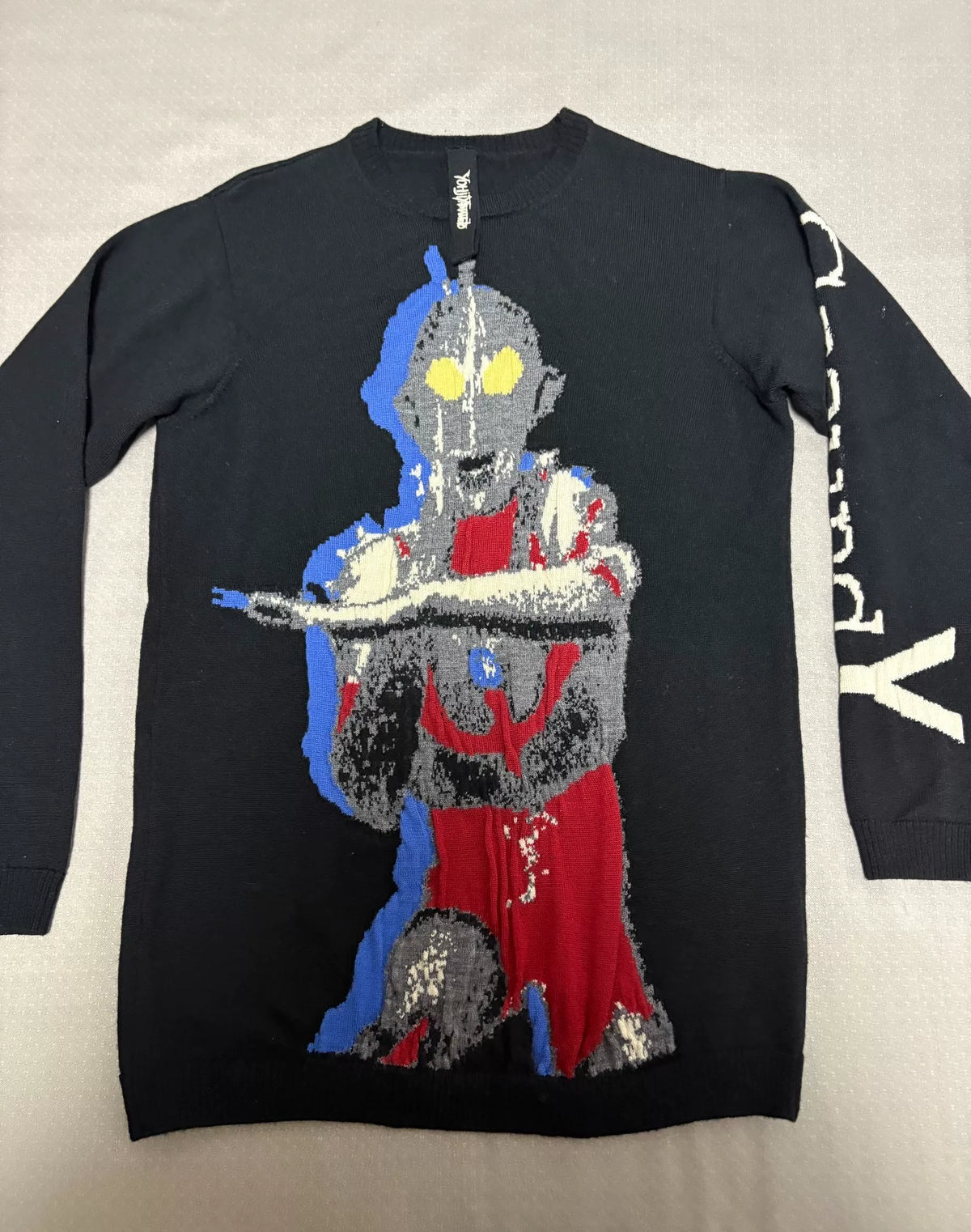Yohji Yamamoto Groundy Knit Embroidered Pleated Sweater