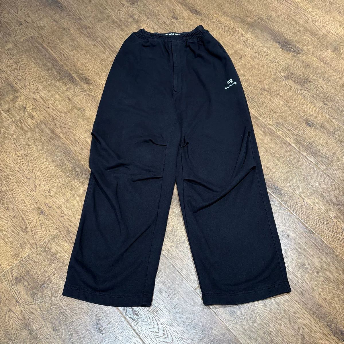 Balenciaga Double-Waist Ruched Washed Trousers