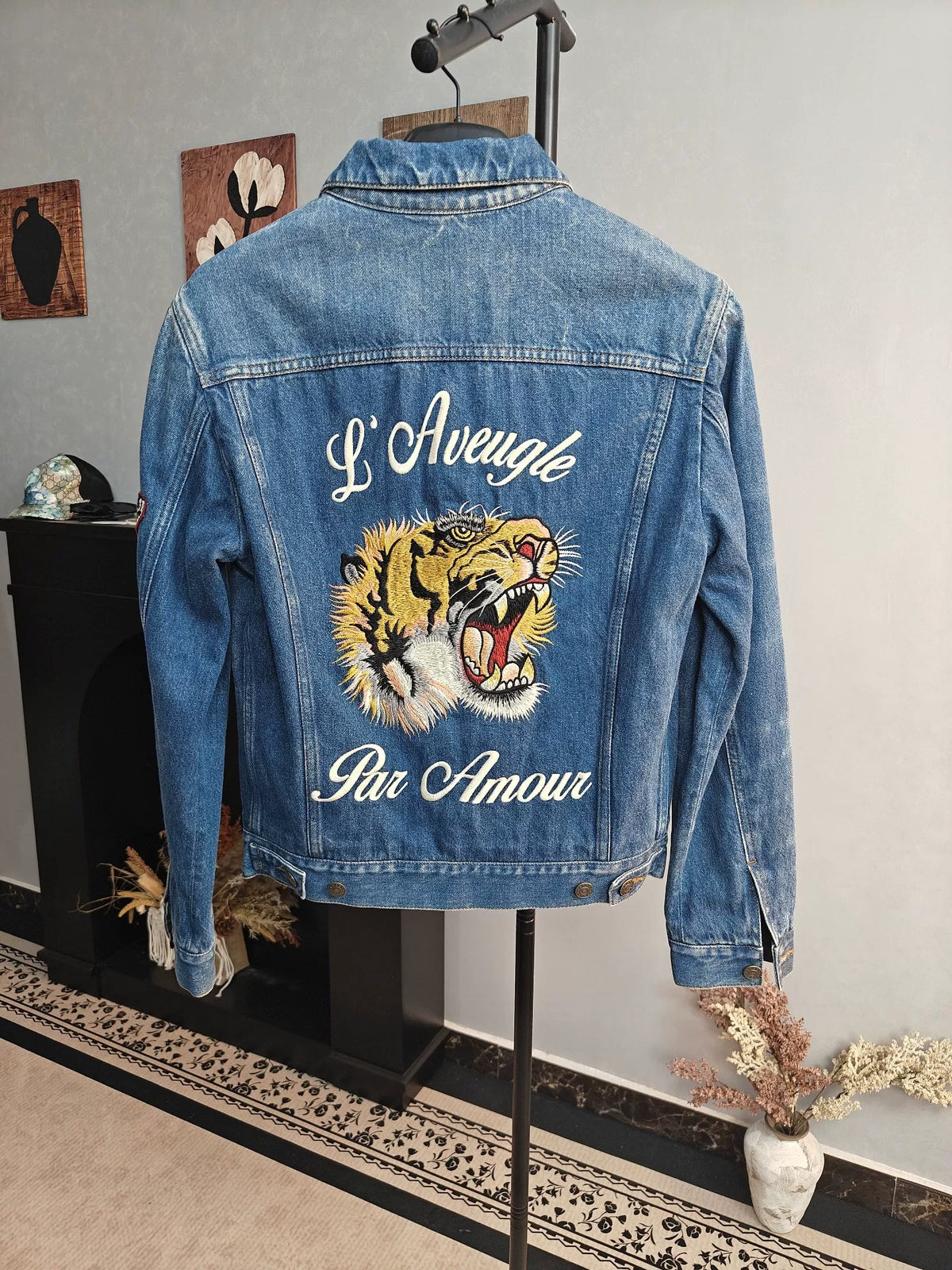 Gucci Tiger Embroidered Denim Jacket