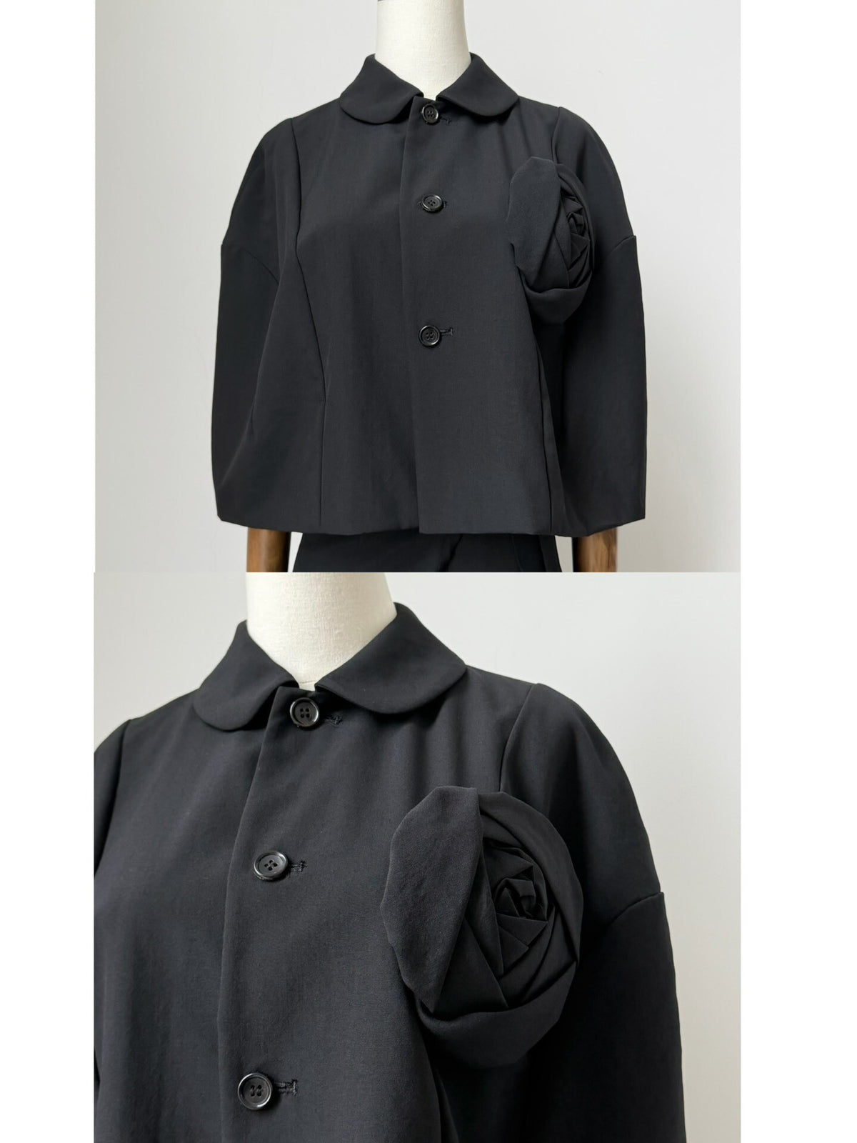 Comme Des Garcons 3d Rose Cape Midi Two-Piece 1996 Skirt Wool Coat