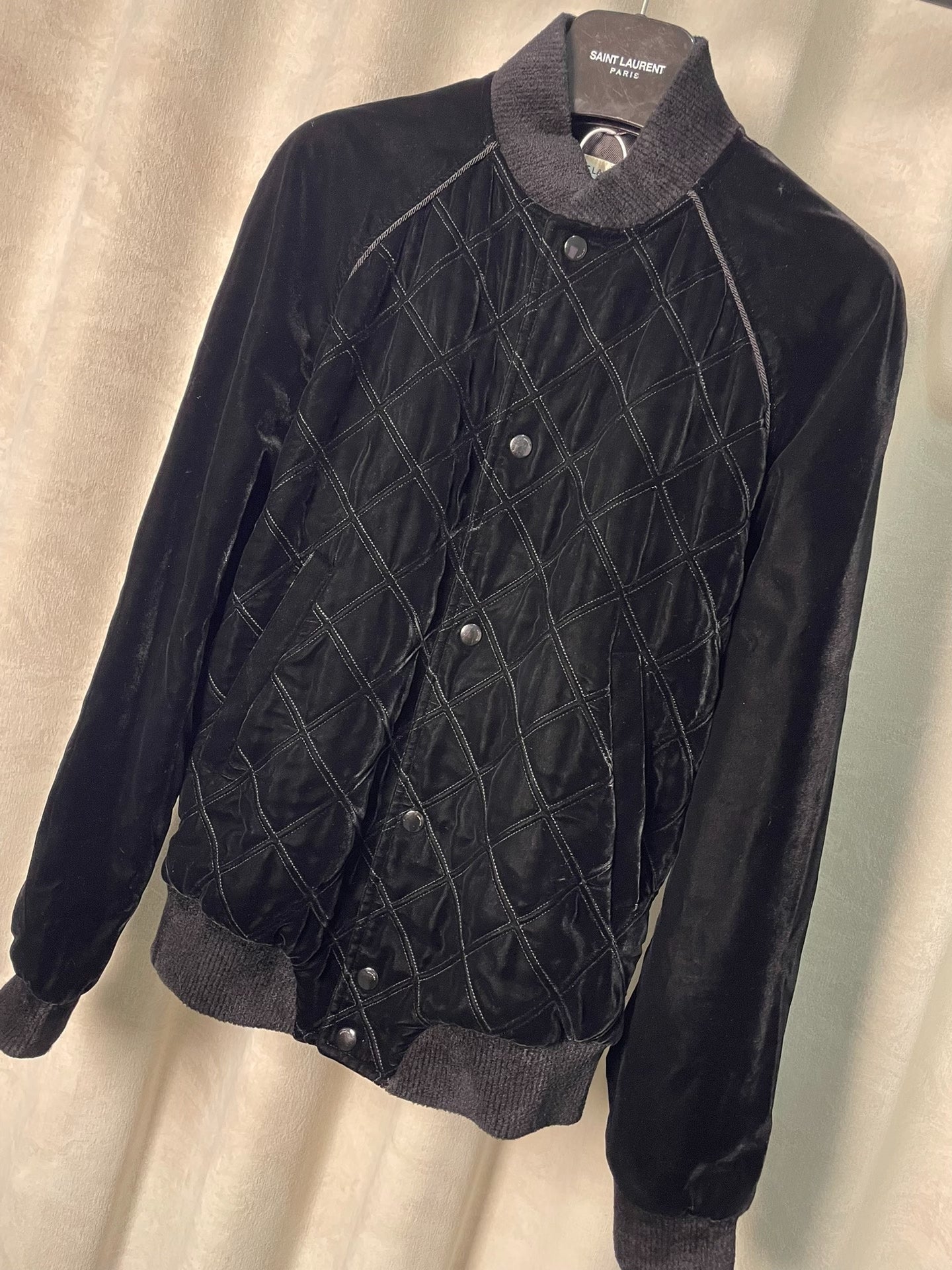 Saint Laurent FW18 Black Velvet Quilted Jacket