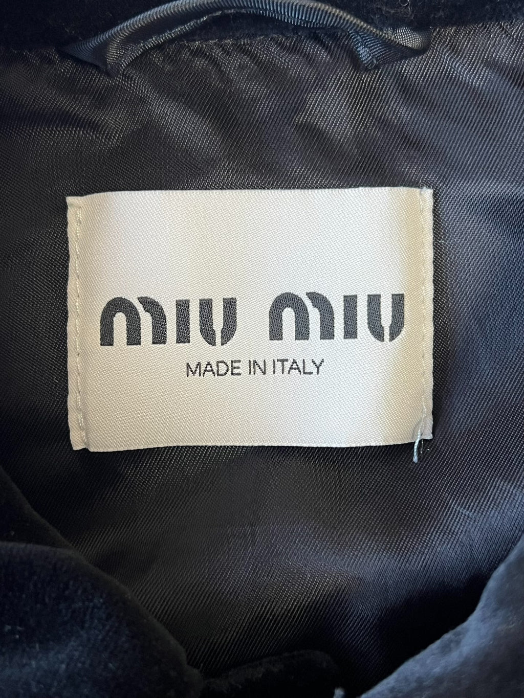 Miu Miu black velvet logo short jacket